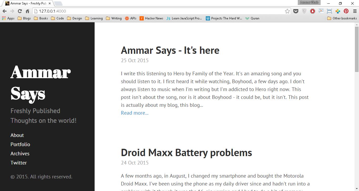 Ammar Says Homepage
